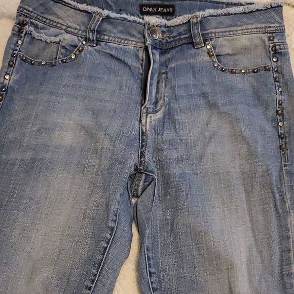 - ONLY JEANS light wash skinny studded jeans - Picture 3 of 9